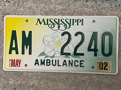 2002 Mississippi Ambulance License Plate # AM 2240 Medical EMT EMS Paramedic • $12.95