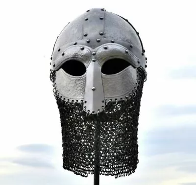 Medieval Historical Warrior Battle Helmet With Chainmail Curtain.(without Stand) • $130