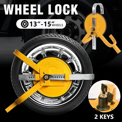 Wheel Defender Lock Clamp Car Caravan Trailer Security Keys Heavy Duty 13''-15'' • $45.89