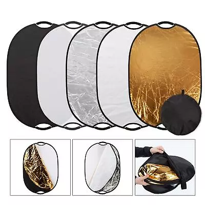 Light Reflector 5in1 Disc 60x90cm Photography Multi Studio Photo Diffuser Round • £16.49