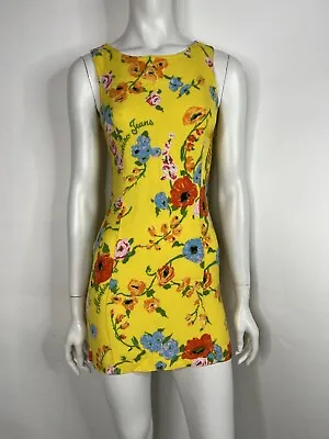 Vtg Moschino Jeans Yellow Floral Print Dress It42 M • $225