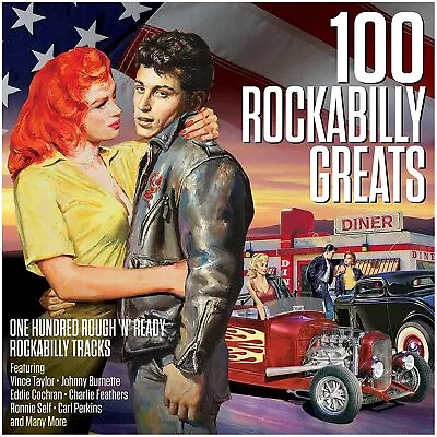 100 Rockabilly Greats 4-CD NEW SEALED Vince Taylor/Dale Hawkins/Charlie Feathers • £8.49