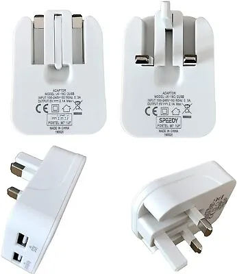 Dual USB Ports 2.1A Charger Adapter Mains Wall Plug Charging 5V 3-Pin Fold UK • £4.60