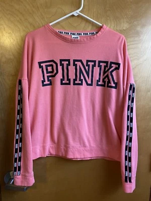 $14.99 • Buy Victoria’s Secret PINK Semi Cropped Logo Sweatshirt Size L