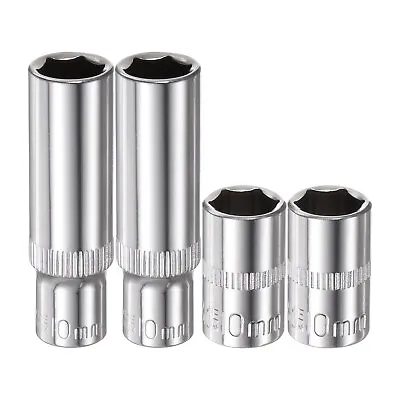 4Pcs 1/4-Inch Drive Deep & Shallow Impact Socket Set 10mm Metric 6 Point Design • $8.31