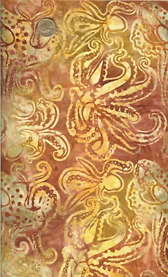 Batik  Octopus/rust  - Michael Miller - Bthy - 18 X44  • $3.95