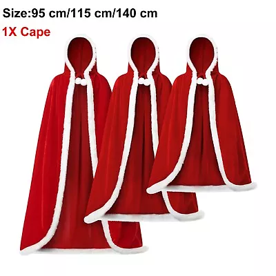 New Xmas Christmas Adult Ladies Mrs Santa Claus Fancy Dress Costume Cloak Cape • $13.49