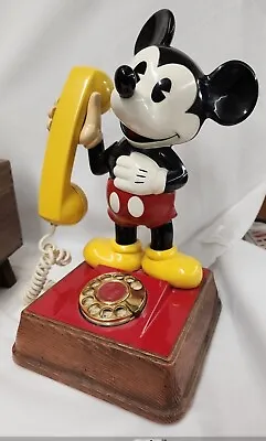 Vintage Walt Disney Productions Plastic Mickey Mouse  Rotary Dial Telephone • $325