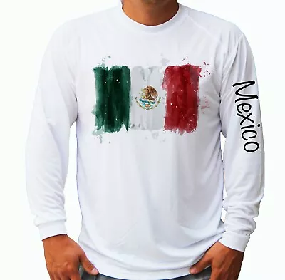 Mexican Flag Mexico Fishing Boat Sport Long Sleeve UPF 30 T-Shirt UV Protection • $19.99