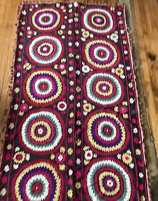 Vintage Suzani Tablecloth 7’x4’ Purchased In Uzbekistan 48”x84” Embroidery • $100