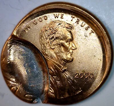 $125 • Buy 2000 ERROR BROCKAGE + Off Center +BROAD STRUCK Lincoln Cent NICE GEM BU RED Coin