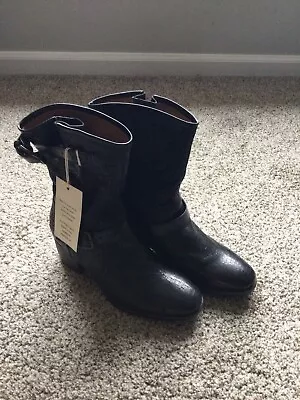 UGG Collection Black Motorcycle Buckle Moto Boots Women 8.5 Made In Italy • $20.88