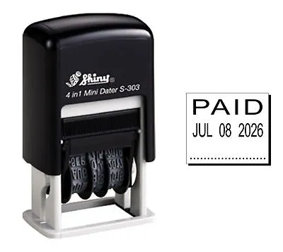 $13.50 • Buy Shiny S303 Rubber Date Stamp (PAID) - Black Ink S-303