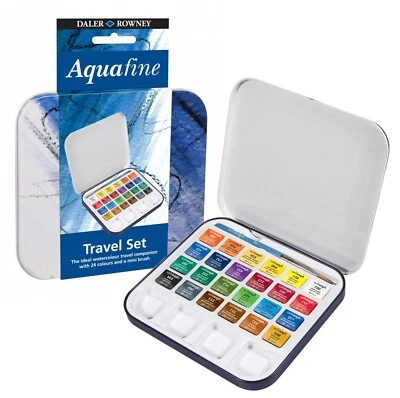 £11.97 • Buy Daler Rowney Aquafine  Watercolour Travel Set 24 Pan And 1 Brush