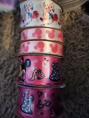 Disney Mickey Minnie Mouse Ribbon Lot 5 New Spools Cute New • $15