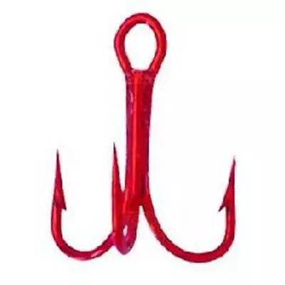 Package Of 5 Size 12 Mustad Treble Red Fishing Bait Hooks New • $6.40