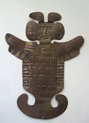 Vintage AZTEC MAYAN INCA GOD Hand-made Metal Folk Art • $25