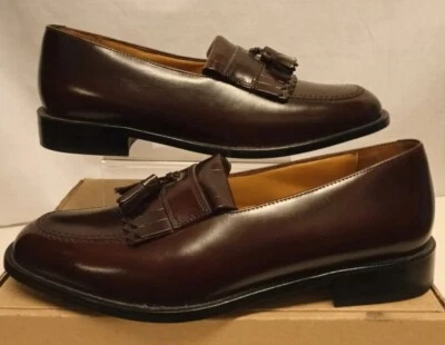 £44.99 • Buy Bostonian Tassel Loafers Wine Cherry Red Leather Shoes Size 10 M Brand New