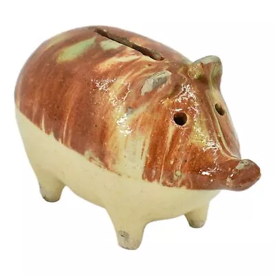 American Vintage Pottery Majolica Blended Ceramic Stoneware Pig Coin Bank  • $68.84