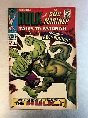 $35 • Buy Tales To ASTONISH # 91 - 1st Abomination Cover (2nd Appearance) VG Ads Intact
