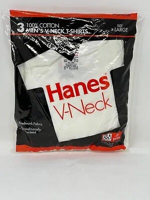 Vintage 1994 Hanes V-neck T-shirt 3 Pack White Size Xl 100% Cotton New Sealed • $24.99