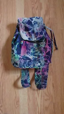 Vintage 90's Tie-Dye Boho Hippie Back-Pack Cinch Closure With Button Flap • $25