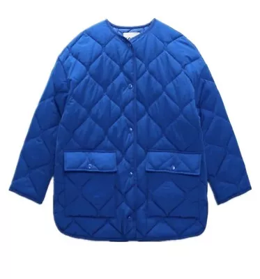 Kmart Blue Parka Quilted Jacket Coat Padded Long Sleeve Oversized Plus Sz 14/16 • $45