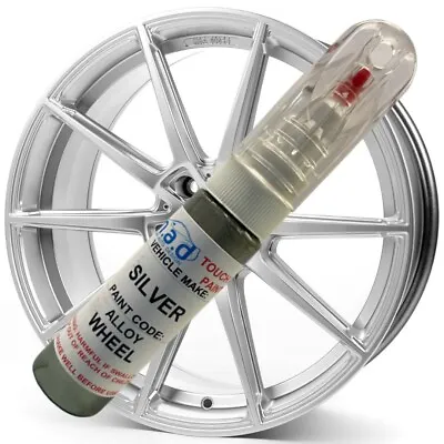 $18.06 • Buy Silver Alloy Wheel Touch Up Pen Repair Paint With Brush Curbing Scratch