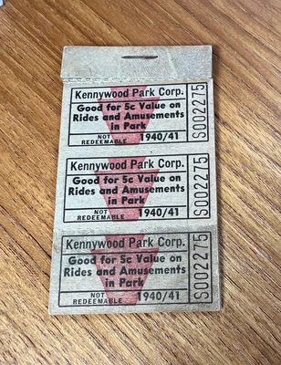 $15 • Buy Kennywood Park Pittsburgh 1940/41 Ticket Strips