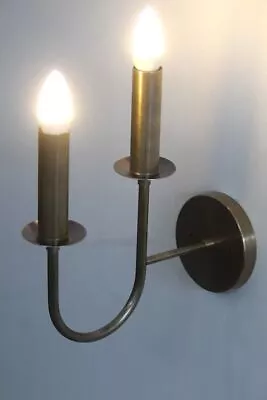 1950's Mid Century Brass Italian Candle Wall Sconce Light -Fixture 2 Bulb Pair • $198.67