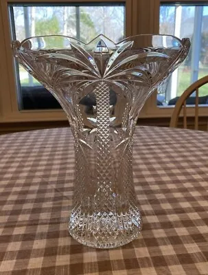 Shannon By Godinger 12” Fluted Lead Crystal SOUTH BEACH PALM Trees Vase EUC • $45