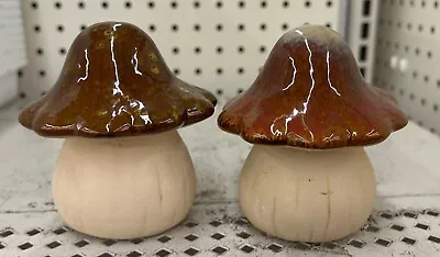 4  Tall Drip Glazed Ceramic Mushroom Figurine Decorations Shrooms Lot Of 2 • $19.99