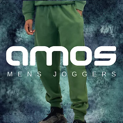 AMOS Men’s Fleece Joggers Slim Cuffed Casual Tracksuit Men’s Bottoms • £8.95