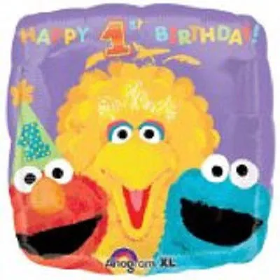 Sesame Street Square Mylar 18  Balloon Foil 1st Birthday Big Bird Elmo • $3.99