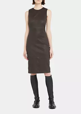 $1500 Vince Brown Stretch Leather Sleeveless Sheath Dress Size Small • $168