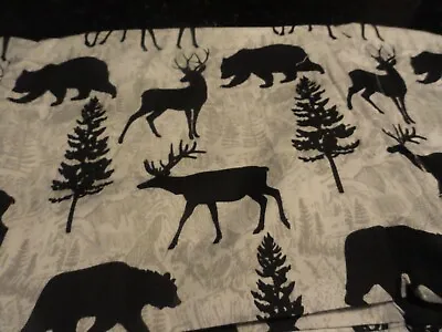 4 Pc TWIN Sheets ~Cabin Mossy Oak Wild Life DEER MOOSE Hunting Lodge Gray Black • $19.99