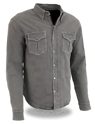 Milwaukee Leather MPM1621 Men's Grey Flannel Biker Shirt With CE Approved Armor • $104.99