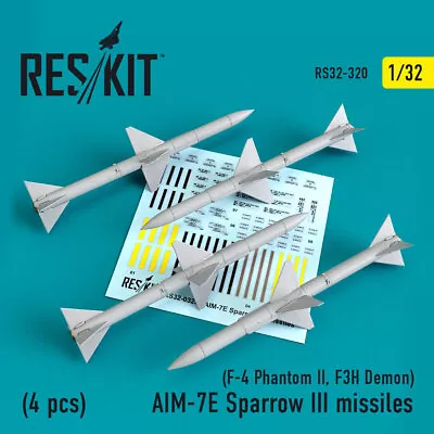 Reskit 1/32 AIM-7E Sparrow III Missiles (4pcs) For F-4 Phantom II/F3H Demon • $16.28