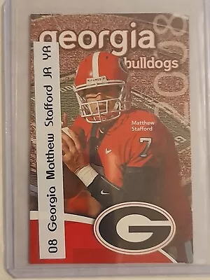 2008 GEORGIA BULLDOGS FOOTBALL SCHEDULE Pre XRC Rookie RC MATTHEW STAFFORD Cover • $1