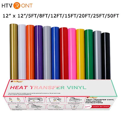 HTVRONT HTV Heat Transfer Vinyl Iron On Vinyl 12  X 5-50 FT T-Shirt For Cricut • $7.99