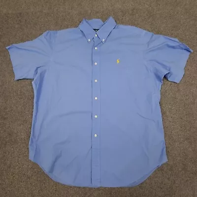 Vtg Ralph Lauren Shirt Mens XLARGE Blue Classic Short Sleeve Button Up SIZE XL • $31.24