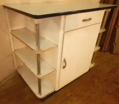 Vintage Metal Agate Top Cabinet Kitchen Island 1940's Cupboard • $185