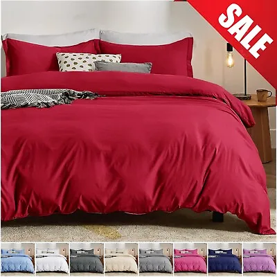 Plain Duvet Quilt Cover With Pillow Case Bedding Set Single Double King All Size • £11.99