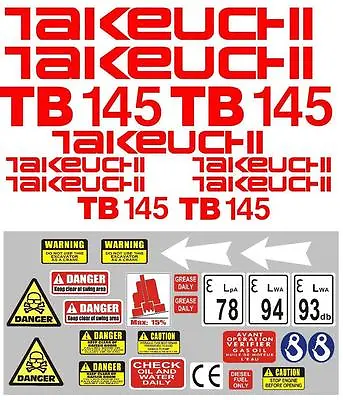 Decal Sticker Set For: Takeuchi TB145  Mini Digger Pelle Bagger Excavator • £37.99