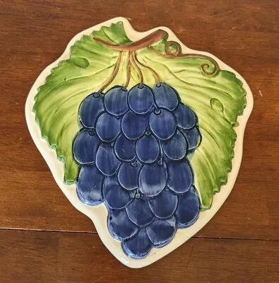 Vintage Grape 11x9  Trivet Majolica Jay Willfred Div Of Andrea By Sadek Portugal • $10.99