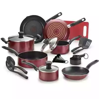 T-fal 17pc Cookware Set Simply Cook Nonstick Red • $80.99