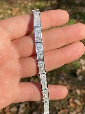 Men's 8.00CT Simulated Diamond Tennis Bracelet 925 Sterling Silver • $203.21