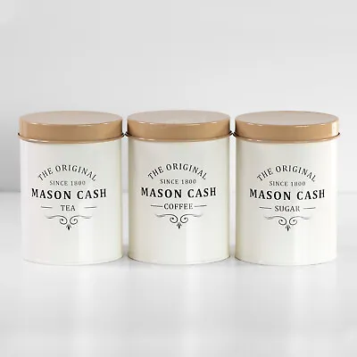 Mason Cash Retro Tea Coffee Sugar Storage Tins Set Kitchen Canisters Pots 1.3L • £23