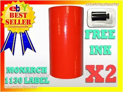 2 Sleeves  Fluorescent Red Labels For Monarch 1130 Pricing Gun 2 Sleeves=20rolls • $47.30