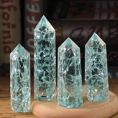 Natural Blue Crackle Quartz Tower Point Obelisk Healing Crystal Minerals Decor • $13.50